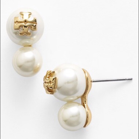 Tory Burch Evie Double Pearl Stud Earrings NEW - Picture 7 of 7
